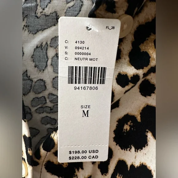 Anthropologie Tobie Pleated Shirt Dress Sz M NEW animal print - Picture 8 of 12